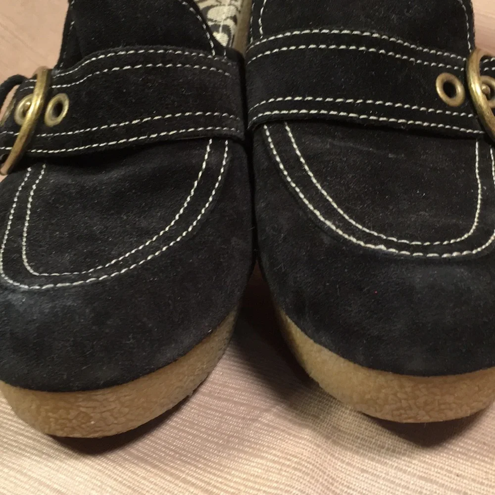 Coach leather buckle slide in mules RARE